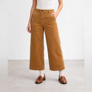 J.Crew Petite Wide Leg Corduroy Cropped Pants 8P Camel Brown Tan Neutral